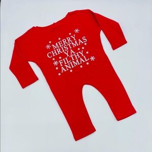 NWOT MERRY CHRISTMAS YA FILTHY ANIMAL FESTIVE BABY ONESIE